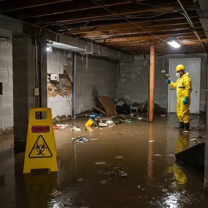 Flooded Basement Electrical Hazard in Danvers, IL Property